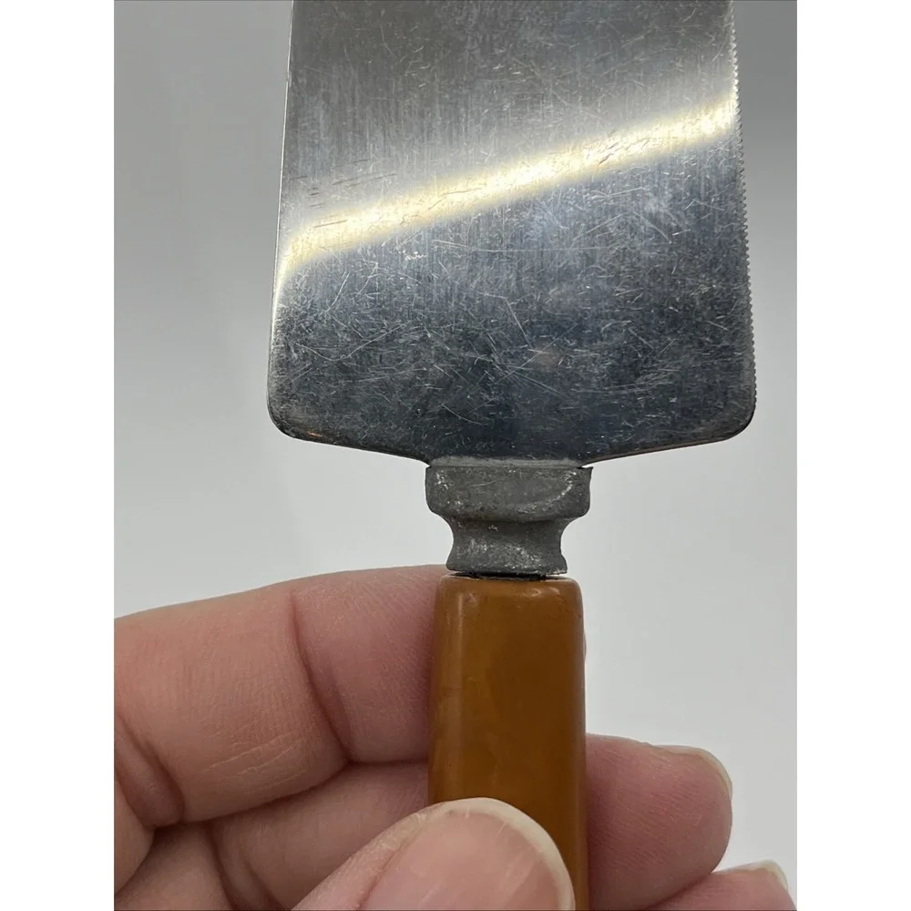 Vintage Brown Orange Bakelite Serrated Spatula Kitchen Utensil 10